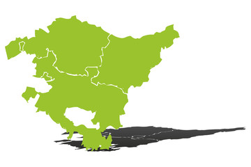 Mapa del País Vasco en verde.