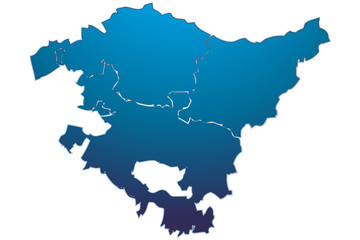 Mapa del País Vasco en azul.