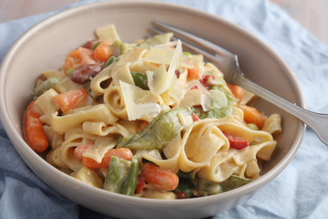 Spring Vegetable Fettuccine Alfredo