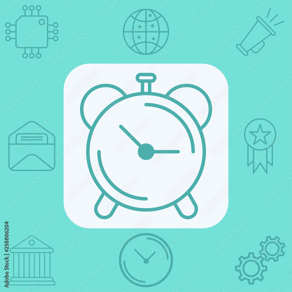 Wall mural alarm clock vector icon sign symbol