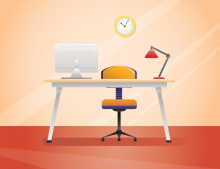 Workplace, office in flat style. vector illustration