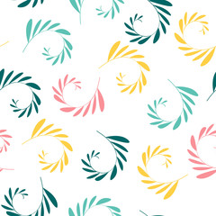 Fototapeta na wymiar Seamless pattern with plant elements. Floral wallpaper with branches with leaves. Art can be used for wallpaper, packing, printing. Summer print.