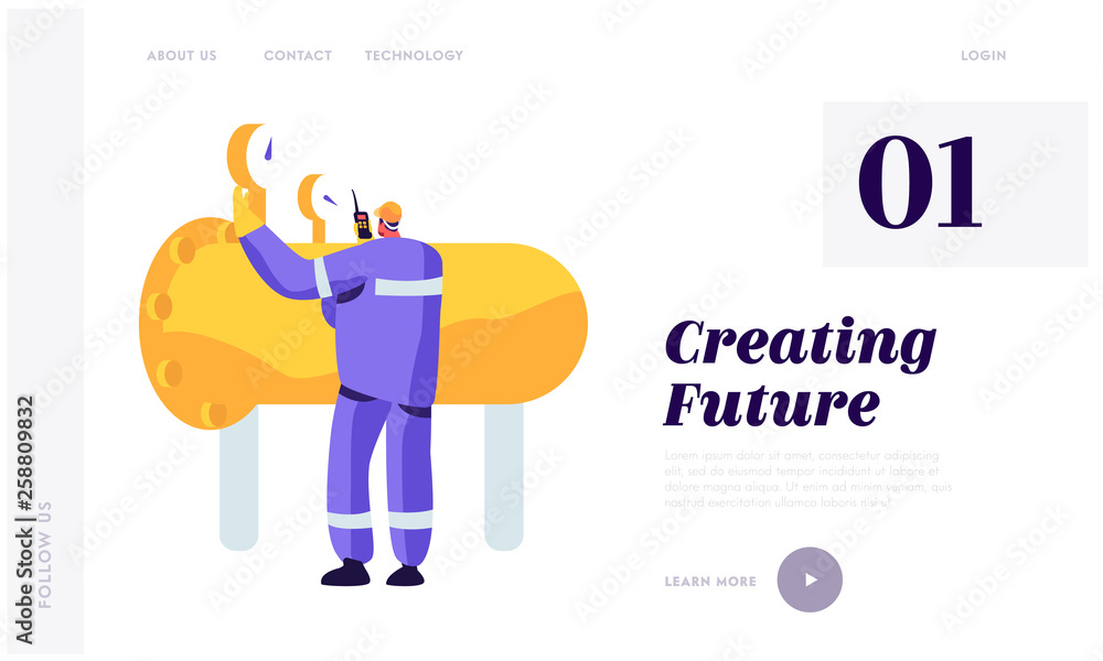 Poster Gasman Engineer Service Manometer Pipeline Landing Page