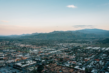 View of Palm Springs at sunset, from the Skyline Trail in Palm Springs, California