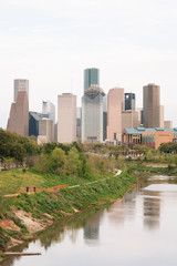 Fototapeta na wymiar The Buffalo Bayou and Houston skyline, in Houston, Texas