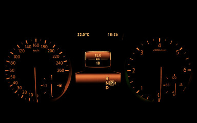 Illuminated car dashboard