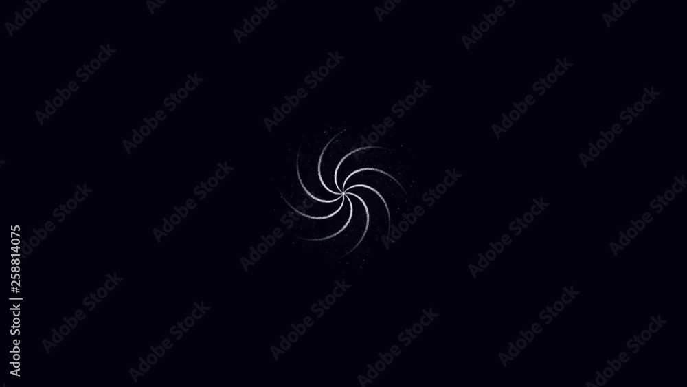 Poster abstract animation of glowing white particles rotating in spiral on a black background. background a