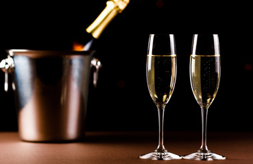 glasses of champagne. Celebration with champagne.