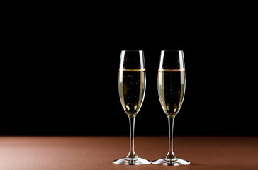 glasses of champagne. Celebration with champagne.