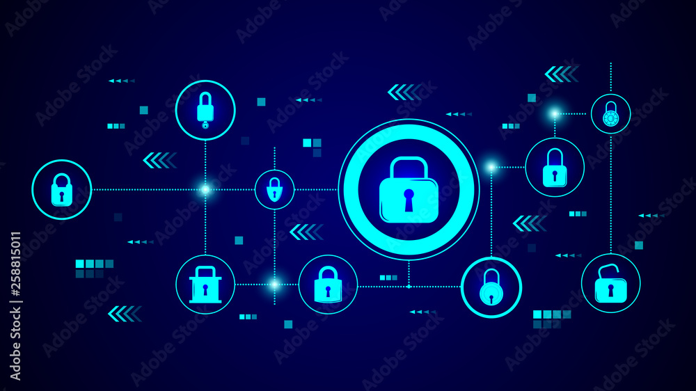 Poster lock icon. from lock and keys set