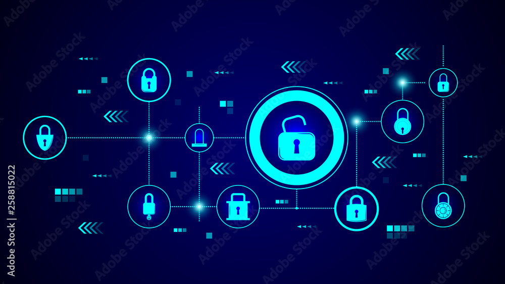 Poster open lock icon. from lock and keys set