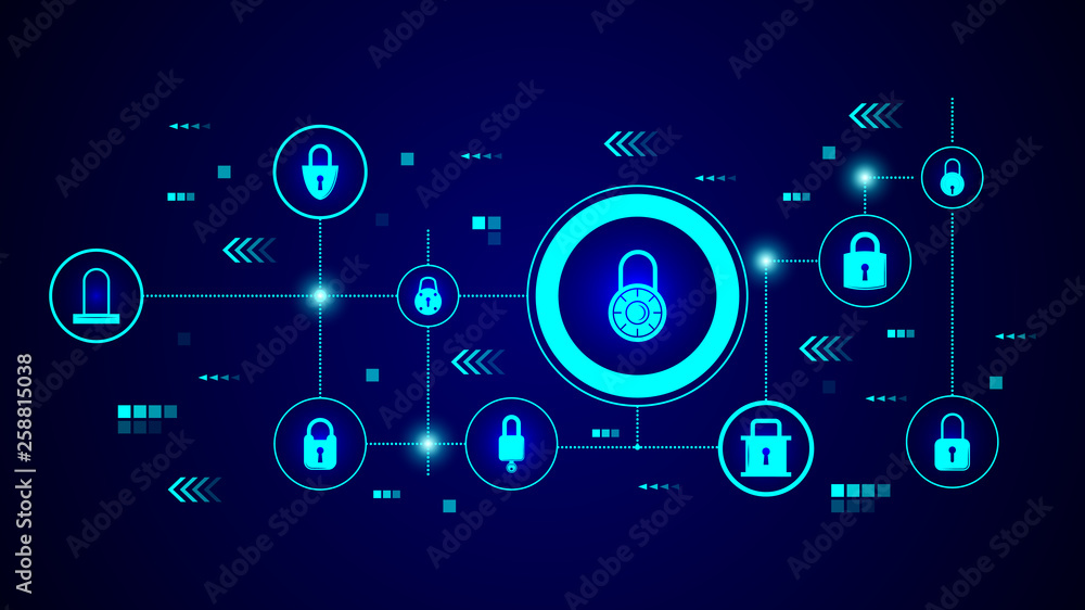 Poster combination lock icon. from lock and keys set