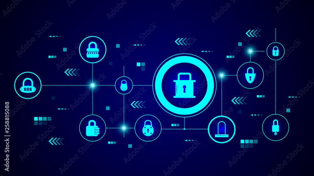 Poster lock icon. from lock and keys set