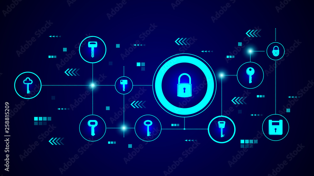 Poster lock icon. from lock and keys set