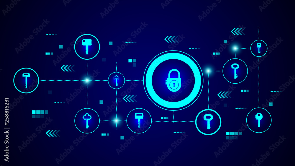 Poster lock icon. from lock and keys set