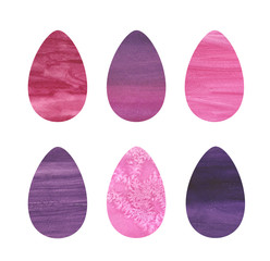 Set of pink and purple watercolor easter eggs