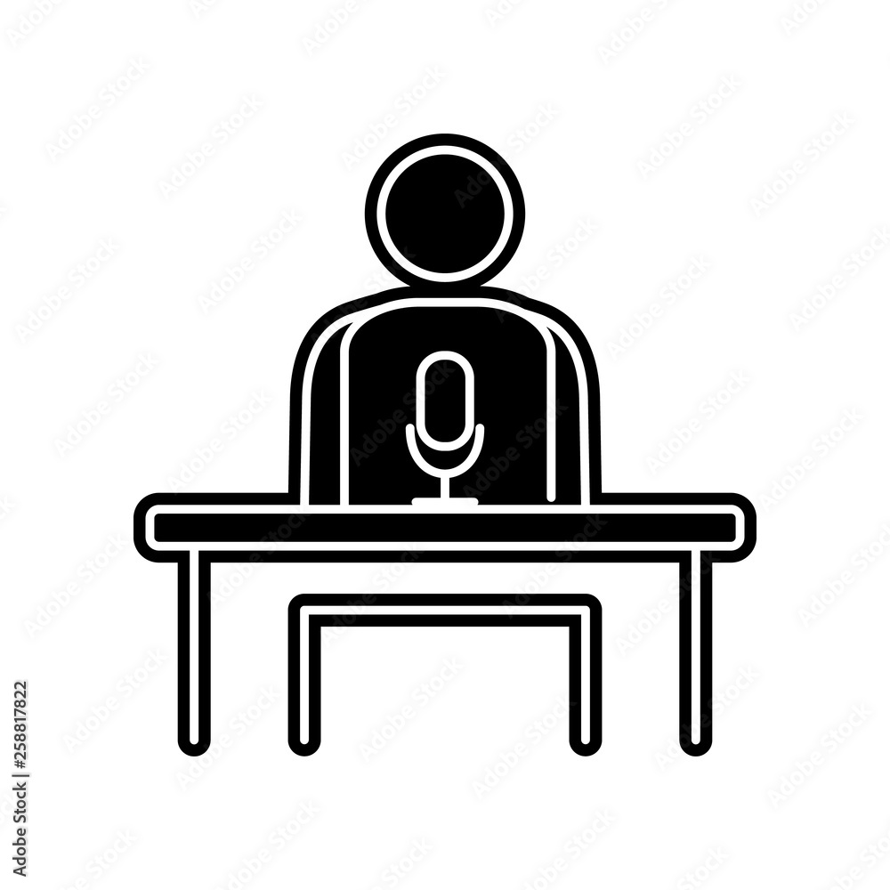 Aufkleber man with microphone icon. element of media tool for mobile concept and web apps icon. glyph, flat ic