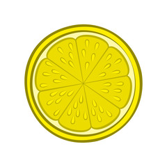 Illustration of Juicy Stylized Half Lemon with Peel. Icon for Food Apps and Stickers Isolated on a White Background