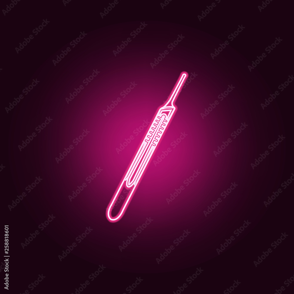 Poster mercury thermometer icon. elements of medicine in neon style icons. simple icon for websites, web de