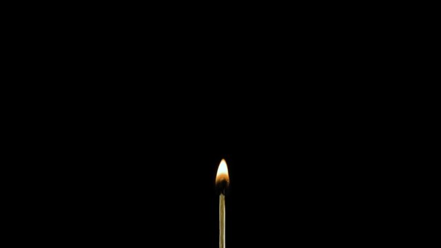 A Single Match Stick Implodes In Flames And Burns Out With Black Background
