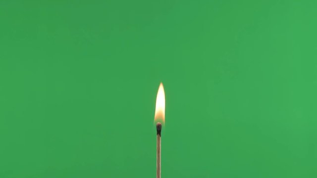 Match Stick Magically Combusts Into Flames And Ignites On Fire Green Screen Background
