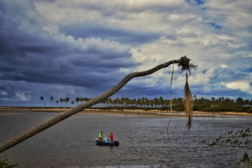 Fototapeta premium fishing boat on lake