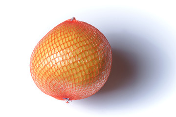 packaged pomelo on white background