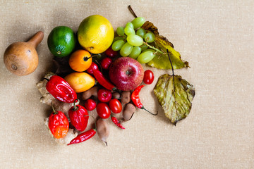 Fruit basketwith textured background.