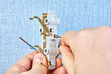 Installation of electrical socket.