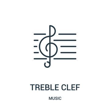 treble clef icon vector from music collection. Thin line treble clef outline icon vector illustration.