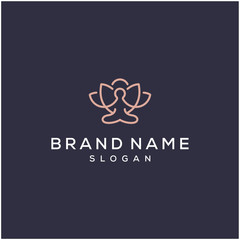 yoga flower position logo design