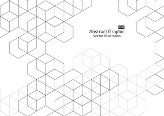 Abstract boxes background. Modern technology with square mesh. Geometric on white background with lines. Cube cell. Vector illustration