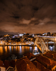 Night View of Dom Luís I Bridge over Douro River and City of Oporto, Portugal - 258827044