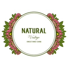 Obraz premium Vector illustration writing natural vintage with decor rose wreath frames