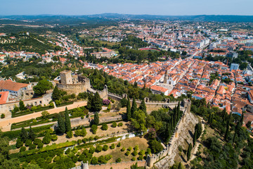 Medieval Templar castle in Tomar in a beautiful summer day, Portugal - 258827406