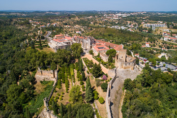 Fototapeta na wymiar Medieval Templar castle in Tomar in a beautiful summer day, Portugal