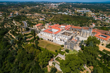 Medieval Templar castle in Tomar in a beautiful summer day, Portugal - 258827456
