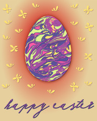 Marbled easter egg card for promotion, holiday messages