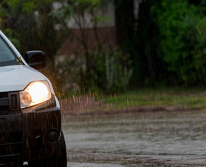 Camioneta bajo la Lluvia