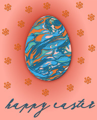 Marbled easter egg card for promotion, holiday messages