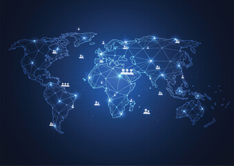 Global network business connection. World map point and line composition concept of global business. Vector Illustration