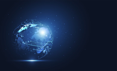 Global network connection. World map point and line composition concept of global business. Vector Illustration