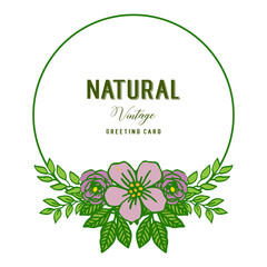 Vector illustration template natural vintage with beauty green leafy flower frame