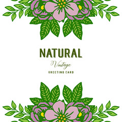 Vector illustration template natural vintage with beauty green leafy flower frame