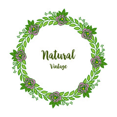 Vector illustration abstract purple wreath frame for card of natural vintage