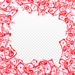 British pound notes falling. Messy GBP bills on tr