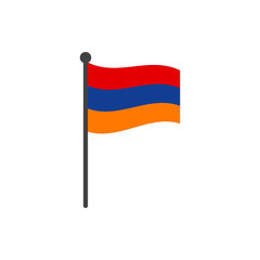 armenia flag with pole icon vector isolated on white background