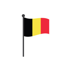 belgium flag with pole icon vector isolated on white background