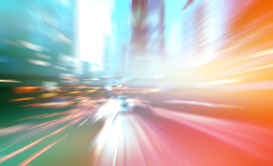 Abstract image of night traffic light trails in the city