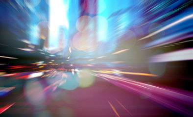 Abstract image of night traffic light trails in the city